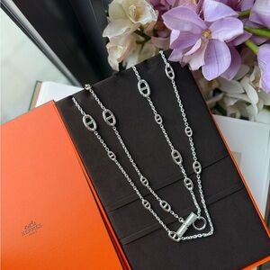 Hermes Silver Chain Farandole Necklace 160 CM